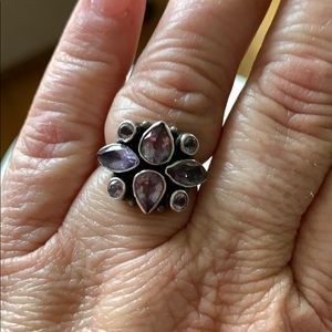 Amethyst and sterling silver ring